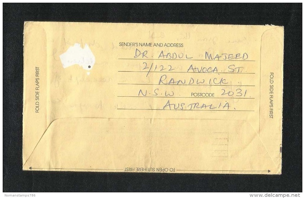 Australia Air Mail Postal Used Aerogramme Cover Australia To Pakistan  Airplane - Aerogramme