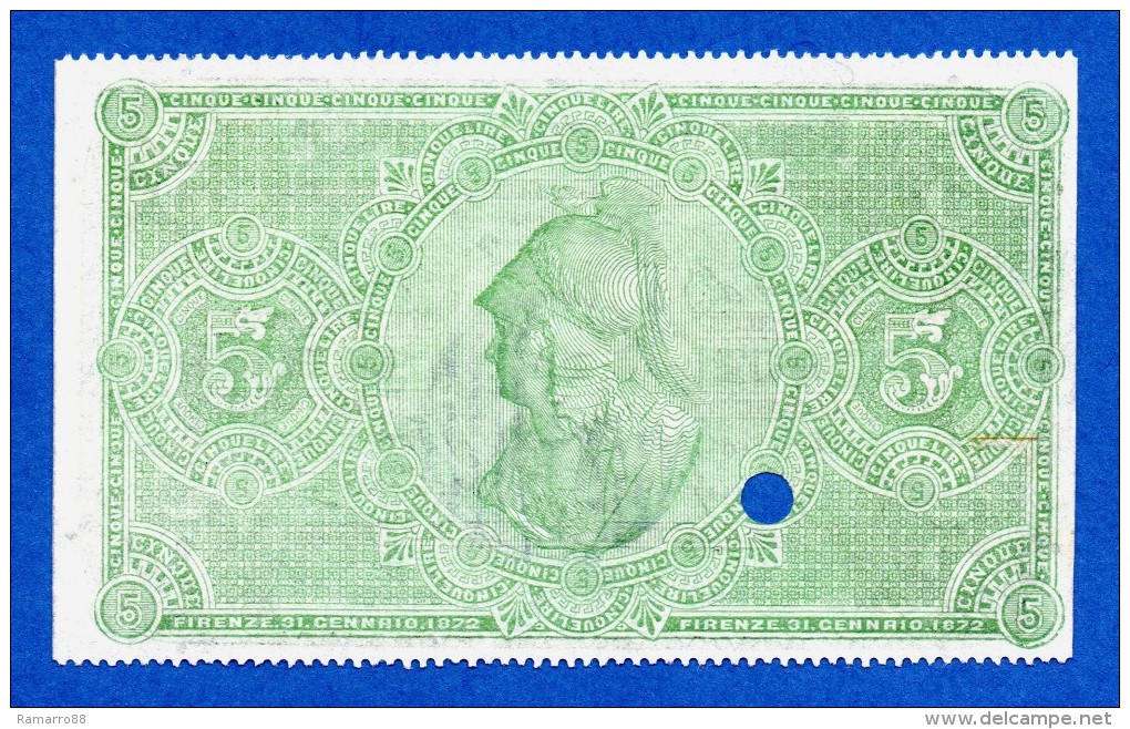 Italy 5 Lire Campione Specimen Banca Agricola Nazionale 1872 R4 "Apoca Di Credito" Fds- / Unc- - Autres & Non Classés