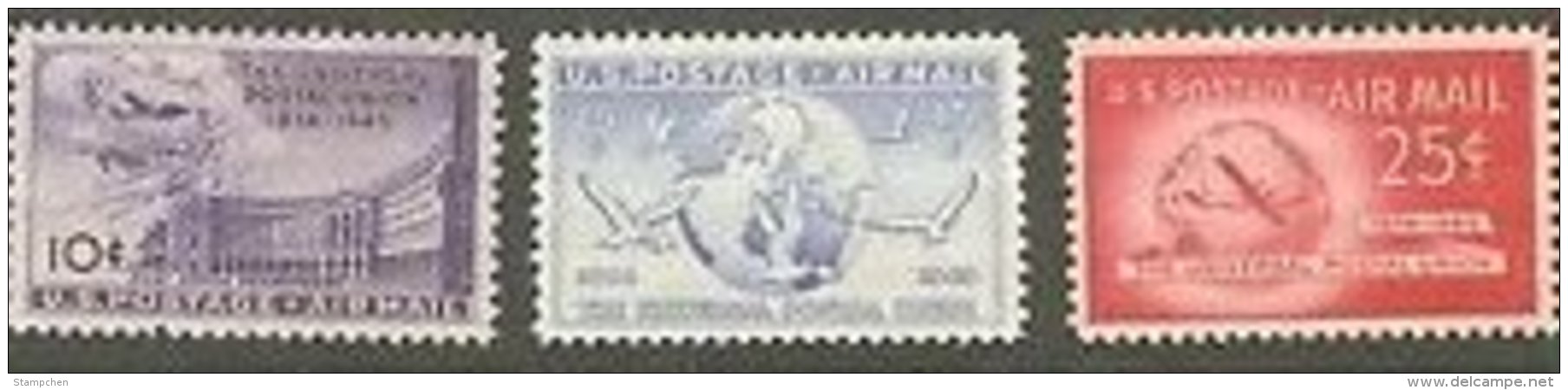 USA 1949  Air Mail Stamps-Universal Postal Union Sc#c42-c44 UPU Post Airplane Plane Dove Bird Globe - WPV (Weltpostverein)