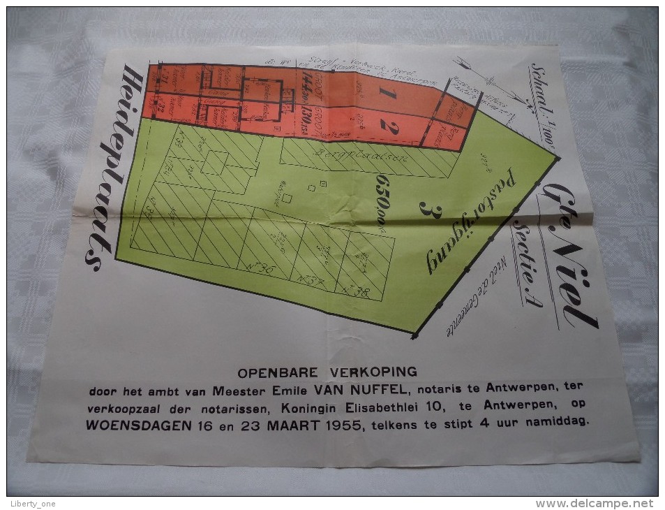 Gte NIEL Sectie A : Pastorijstraat / Heideplaats - Schaal 1/100e ( Notaris Van Nuffel Akte Kaart : Zie Foto´s ) ! - Other & Unclassified