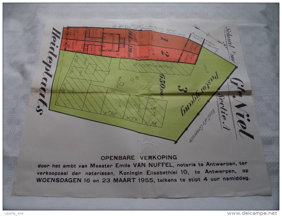 Gte NIEL Sectie A : Pastorijstraat / Heideplaats - Schaal 1/100e ( Notaris Van Nuffel Akte Kaart : Zie Foto´s ) ! - Autres & Non Classés