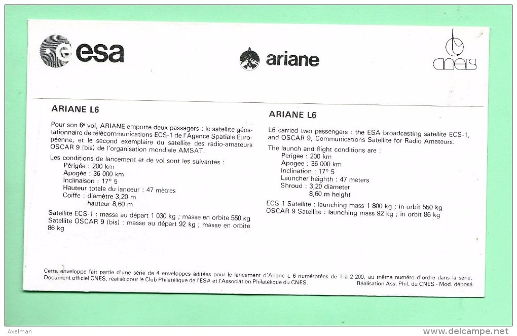 ENVELOPPE : Tir Fusée Ariane Vol 6, Le 16 Juin 1983 Kourou - North  America