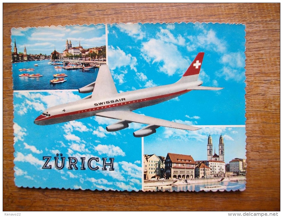 Zürich , Multi-vues Avec Avion De La Swissair - Zürich