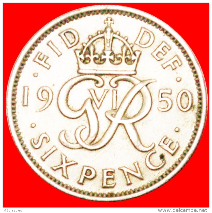 § MONOGRAM: UNITED KINGDOM &#9733; 6 PENCE 1950! LOW START &#9733; NO RESERVE! George VI (1936-1952) - H. 6 Pence