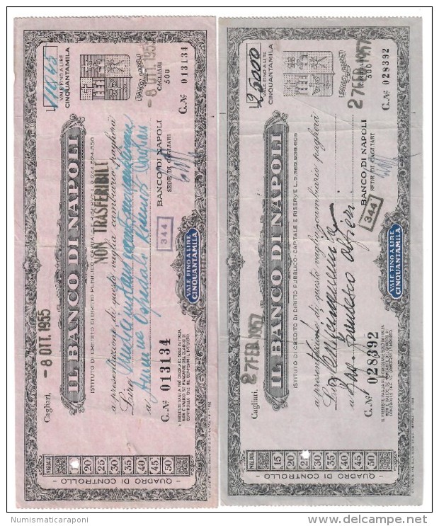 Il Banco Di Napoli Vaglia Cambiario 1955 + 1957 LOTTO 1067 - Autres & Non Classés