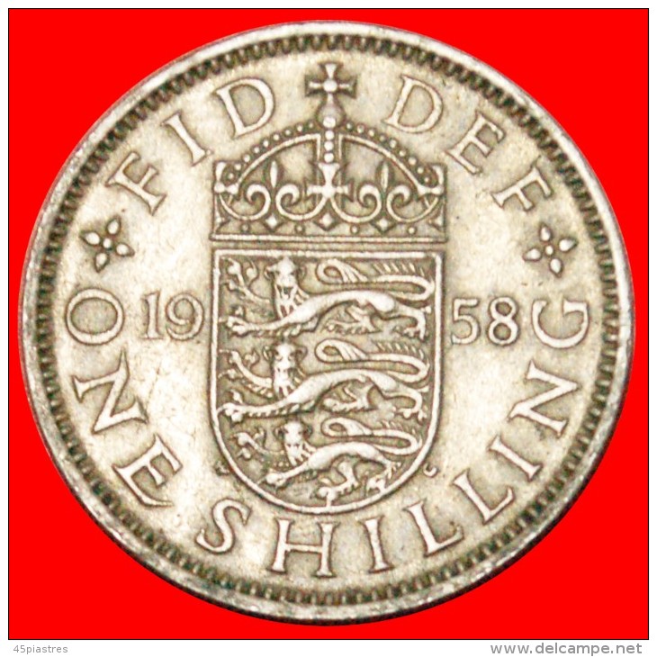 § ENGLISH CREST: UNITED KINGDOM &#9733; 1 SHILLING 1958! LOW START &#9733; NO RESERVE! - I. 1 Shilling