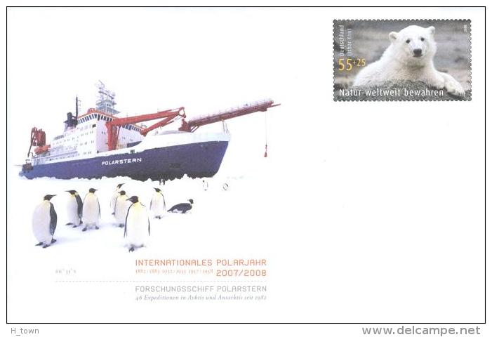 624  Ours Polaire, Pingouin, Antarctique: PAP D'Allemagne &ndash;  Polar Bear, Penguin, Ship. Année Polaire Internationa - Ours