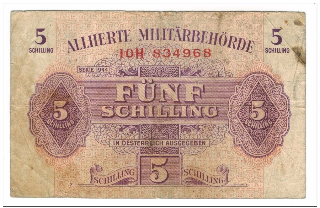 Austria 5 Shill. 1944 , WWII,  F+ . Free Ship. To USA. - Austria