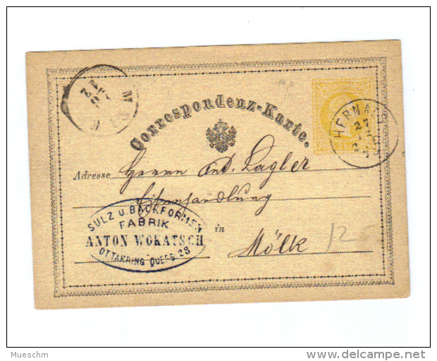 Österreich, 1873, Corresp.karte Mit Eingedr. 2kr, Von Melk Nach Wien Mit Beiden Ortsstempeln (11825E) - Sonstige & Ohne Zuordnung