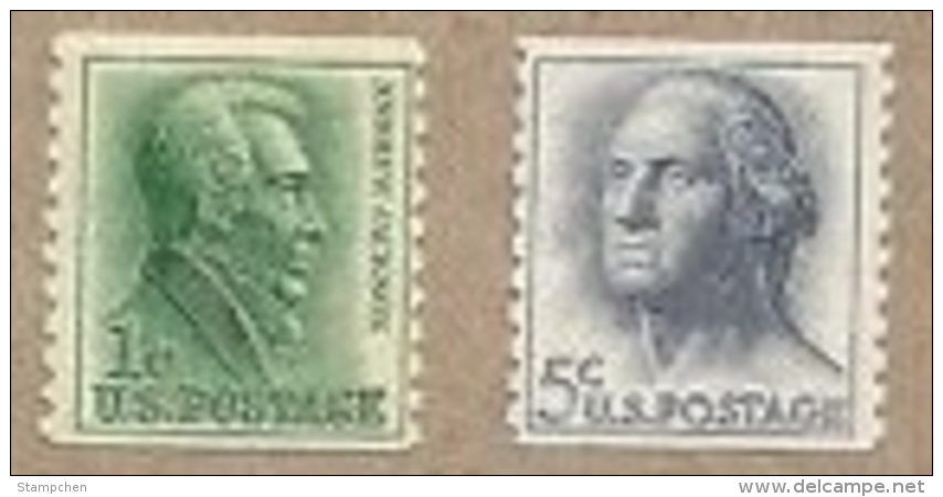 USA 1962-6 Andrew Jackson & George Washington Coil Stamps Sc#1225? & 1229? Famous President - George Washington