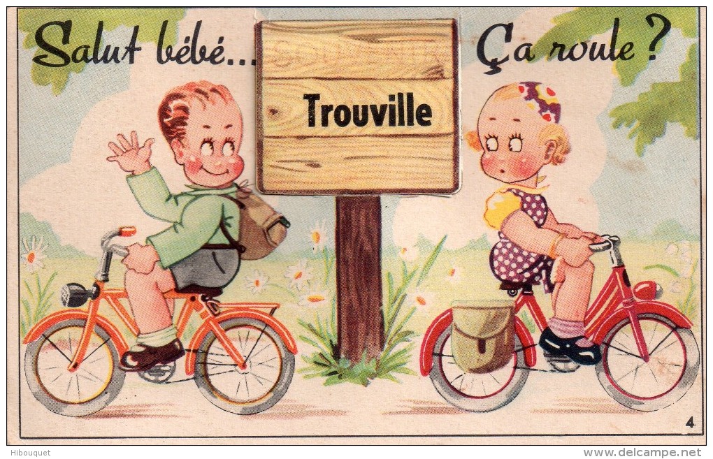 Carte à Système 10 Vues "Salut Bébé...9a Roule?...Trouville" - Trouville