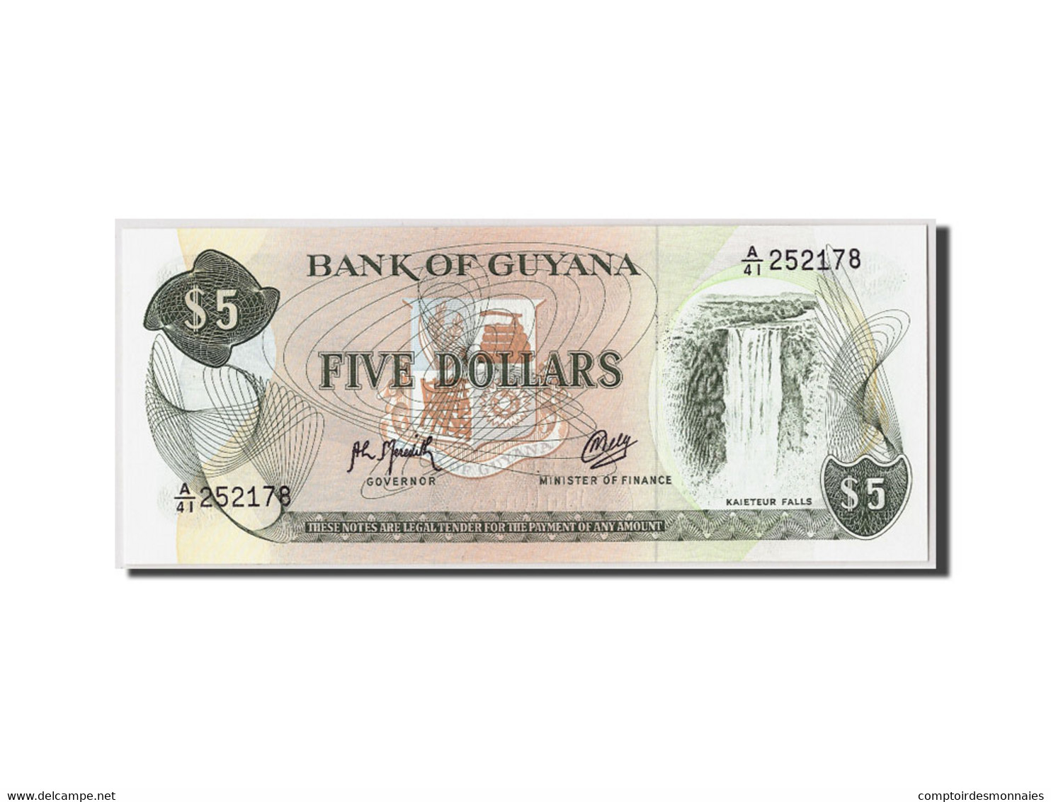 Billet, Guyana, 5 Dollars, Undated (1992), KM:22f, NEUF - Guyana