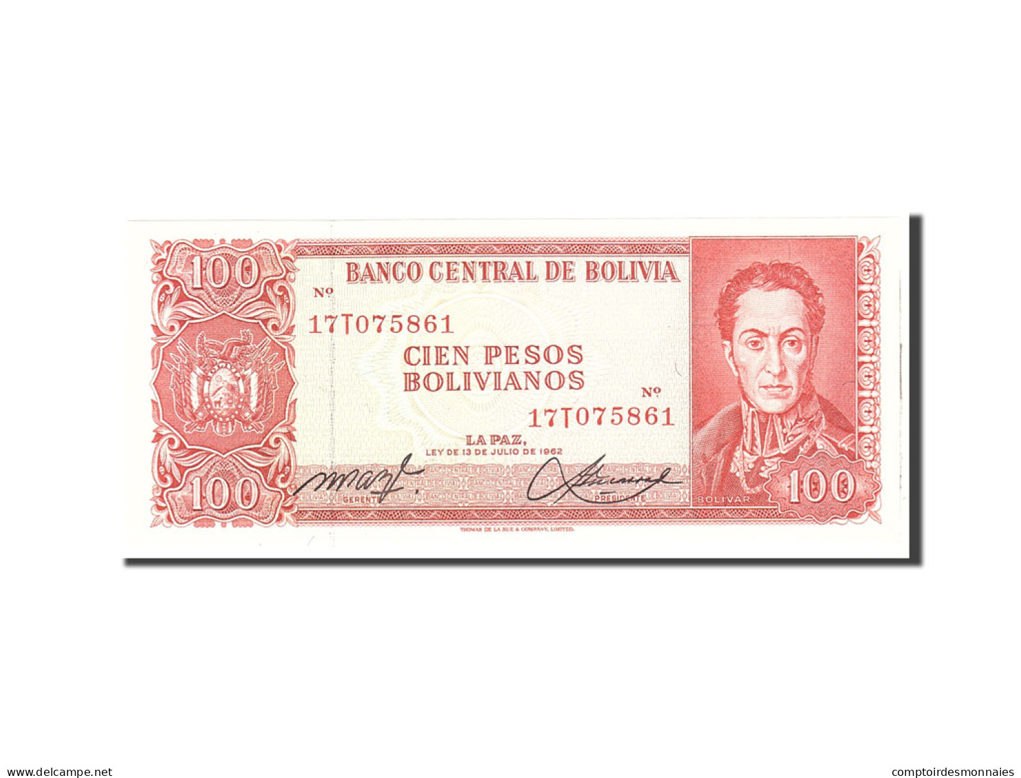 Billet, Bolivie, 100 Pesos Bolivianos, 1962, Undated, KM:164A, NEUF - Bolivia