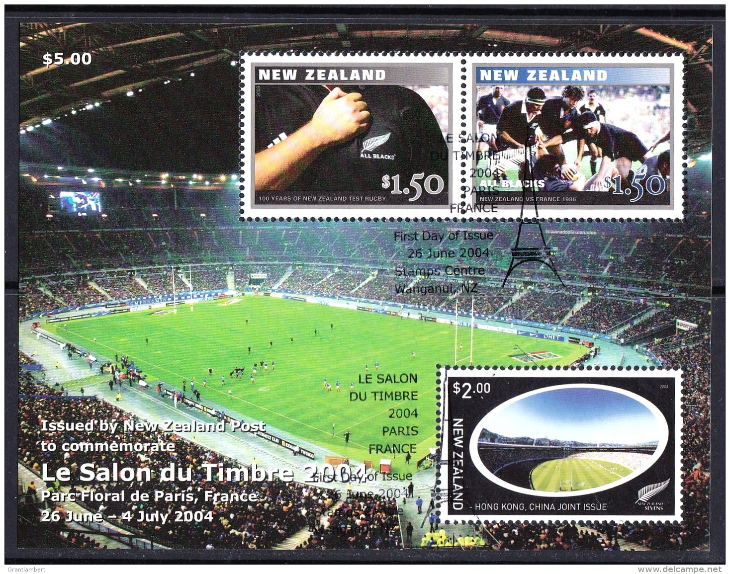 New Zealand 2004 Le Salon Du Timbre Rugby Minisheet CTO - Used Stamps