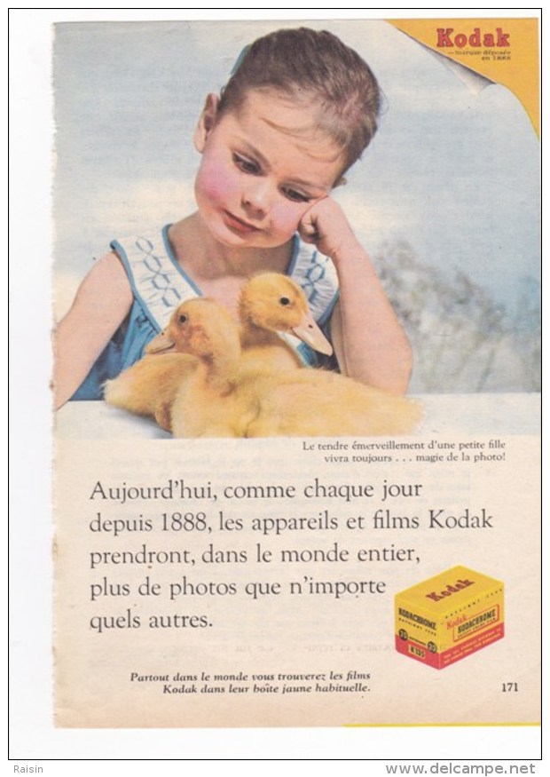 Pub.1956 Kodak " émerveillement D'une Fillette, Devant De Jolis Canetons..." TBE - Advertising