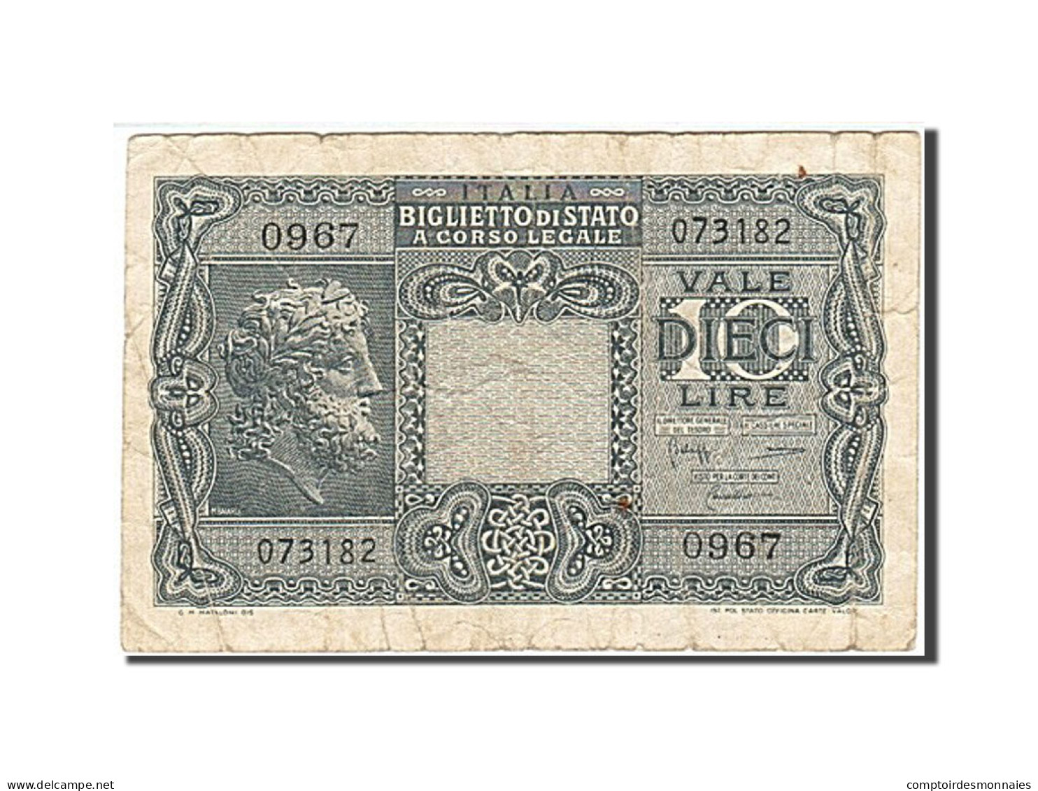 Billet, Italie, 10 Lire, 1944, 1944-11-23, KM:32b, B - Regno D'Italia – 10 Lire