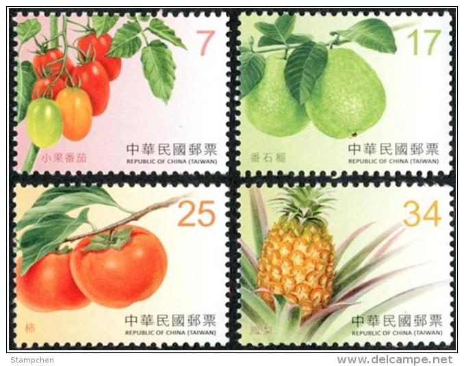 2016 Taiwan Fruit Stamps (II) Tomato Guava Persimmon Pineapple - Agriculture