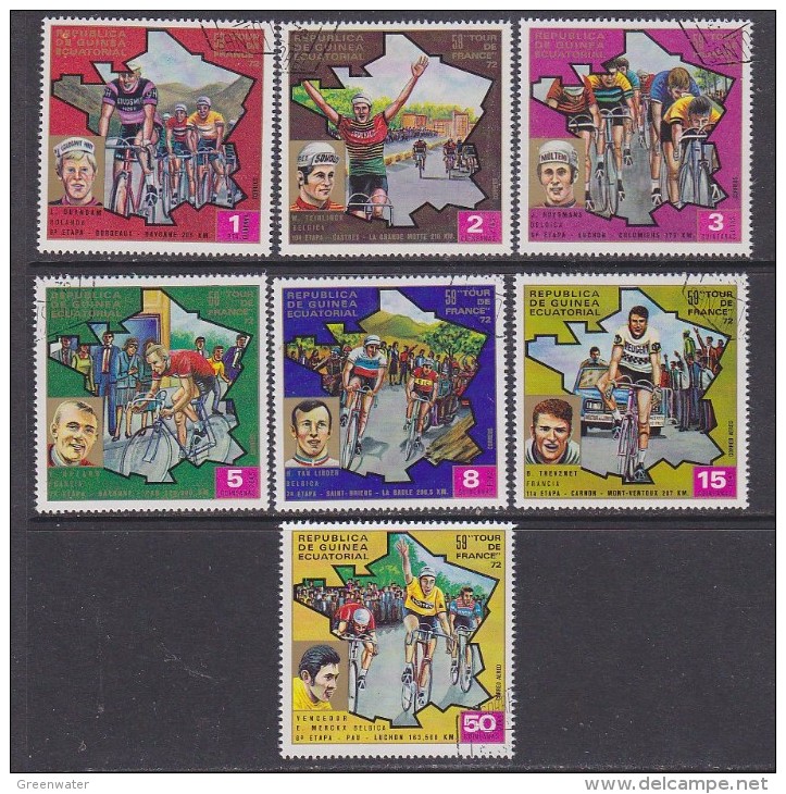 Equatorial Guinea 1973 Tour De France Winners 7v Used (31816) - Equatoriaal Guinea