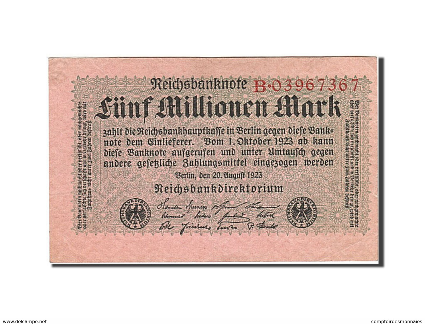 Billet, Allemagne, 5 Millionen Mark, 1923, 1923-08-20, KM:105, SUP - 5 Millionen Mark