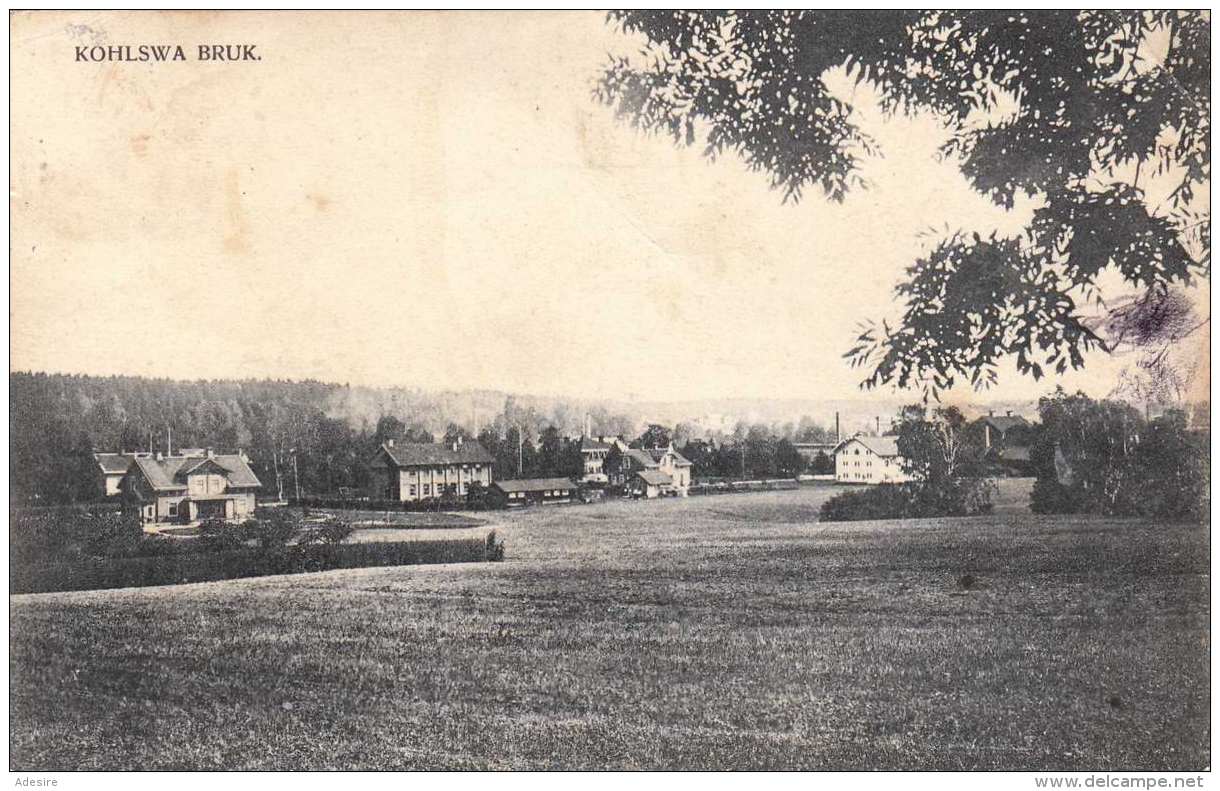 KOHLSWA BRUK (Schweden), Gel.1909 Schweden &gt; Düsseldorf, Karte Rechts Fleckig - Suède