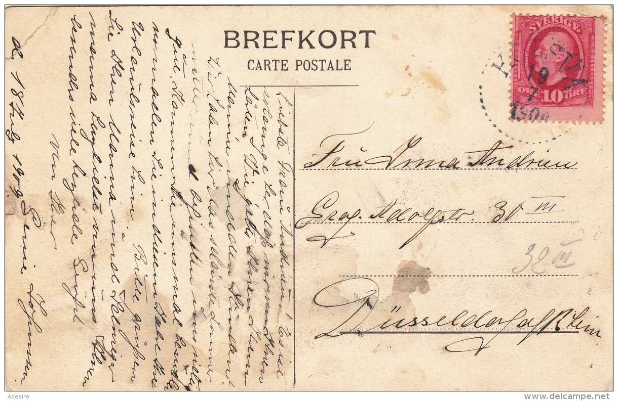 KOHLSWA BRUK (Schweden), Gel.1909 Schweden &gt; Düsseldorf, Karte Rechts Fleckig - Suède