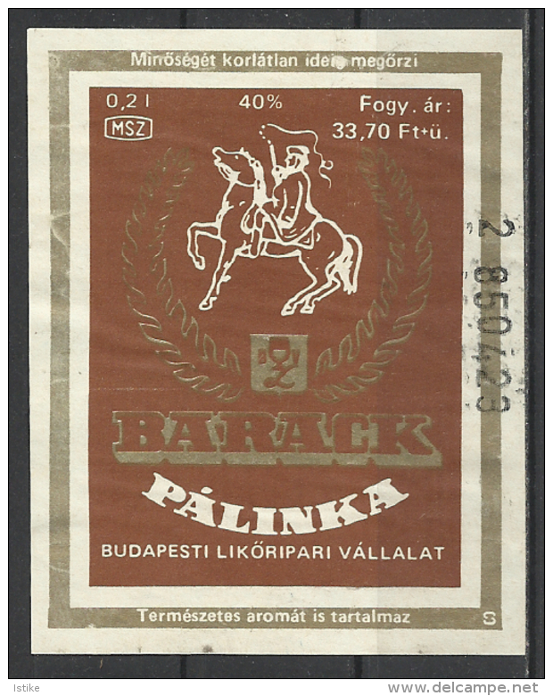 Hungary,  Budapest, Peach-brandy, 0,2 L., 1985. - Alcohols & Spirits