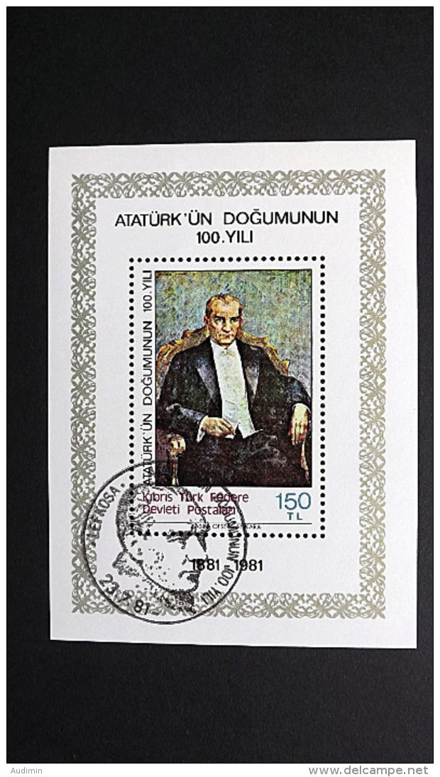 Zypern Türkisch 100 Block 2 Oo/ESST, Kemal Atatürk (1881-1938), 1. Staatspräsident Der Türkei - Oblitérés