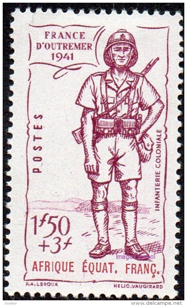 Détail De La Série Défense De L'Empire *  Afrique Equatoriale Française N° 88 Costume Militaire. Infanterie Coloniale - 1941 Défense De L'Empire