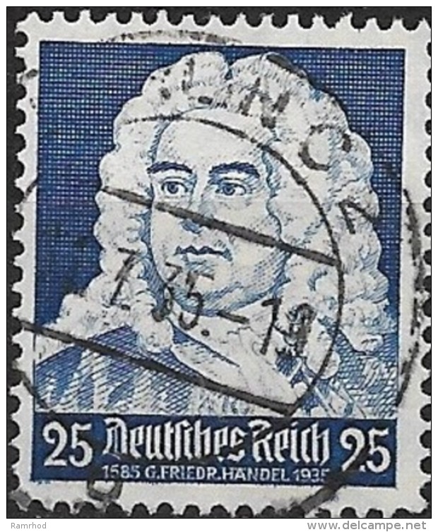 GERMANY 1935 Musicians´ Anniversaries -  25pf. - Blue (Handel)  FU - Gebraucht