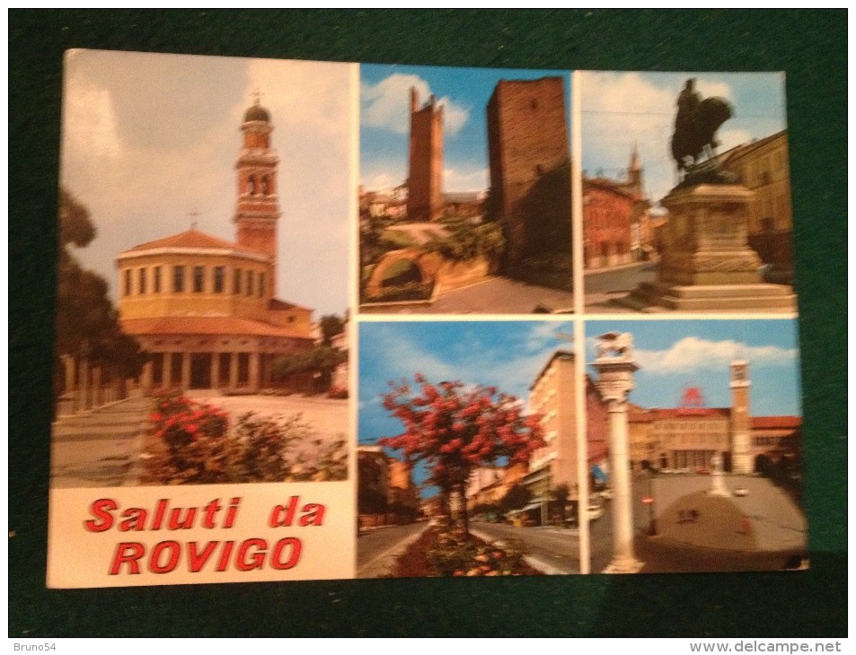 Cartolina Saluti Da Rovigo Chiesa Del Soccorso,le Due Torri,corso Del Popolo,piazza Vittorio Emanuele Viaggiata  1969 - Rovigo
