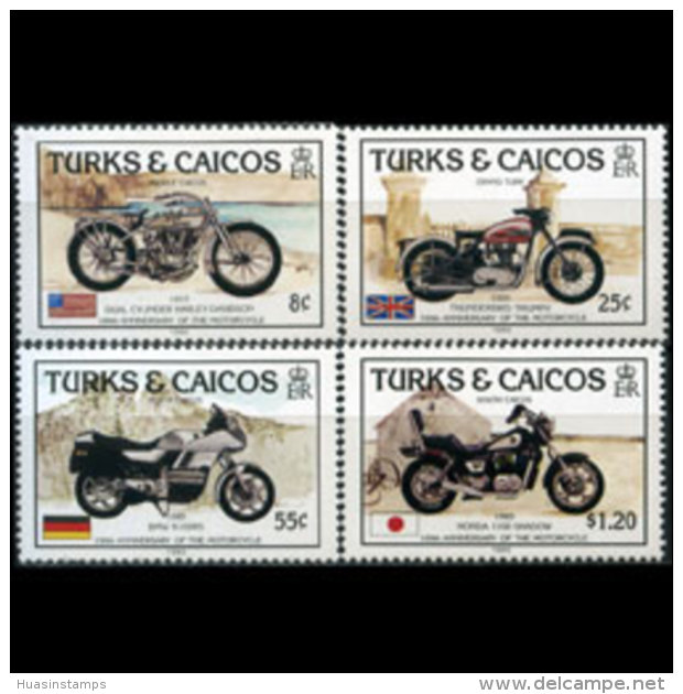 TURKS &amp; CAICOS 1985 - Scott# 690-3 Motorcycles Set Of 4 MNH - Turks E Caicos