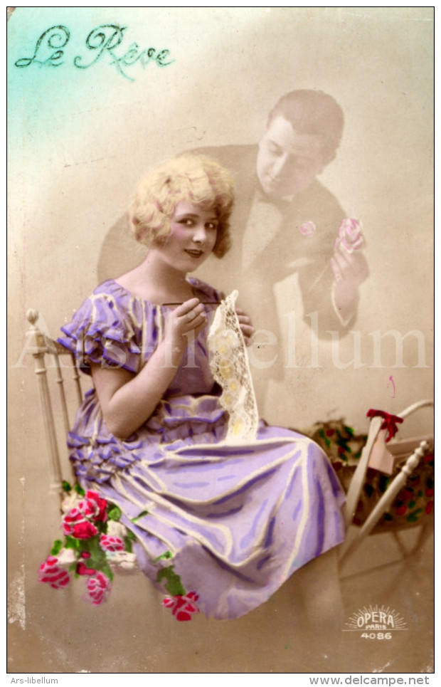 Postkaart / Postcard / CPA / Couple / Romantique / Love / Ed. Opera Paris No 4086 / Ghost Effect - Couples