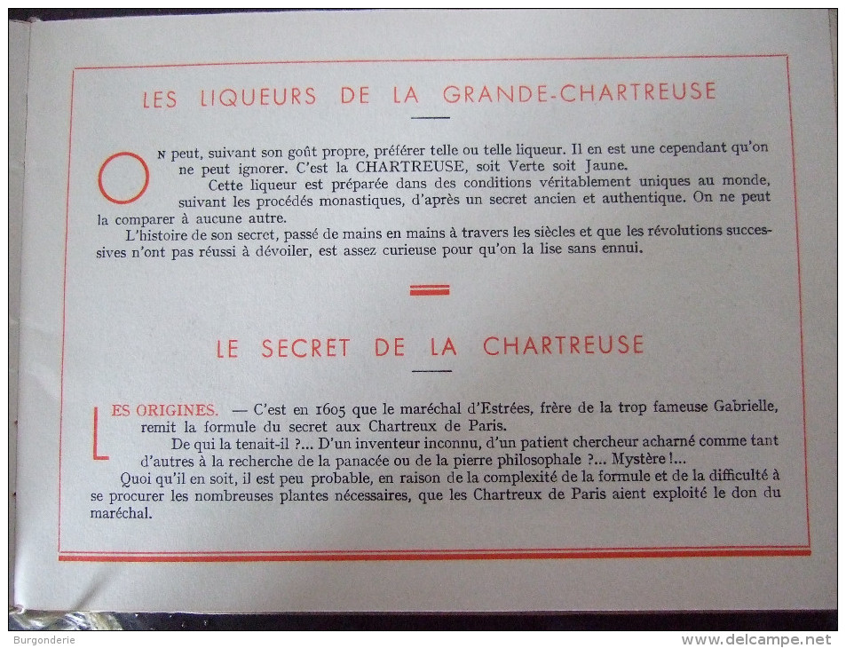 DAUPHINE / LIQUEURS DE  LA GRANDE CHARTREUSE / BELLE PLAQUETTE  EN TBE /1951