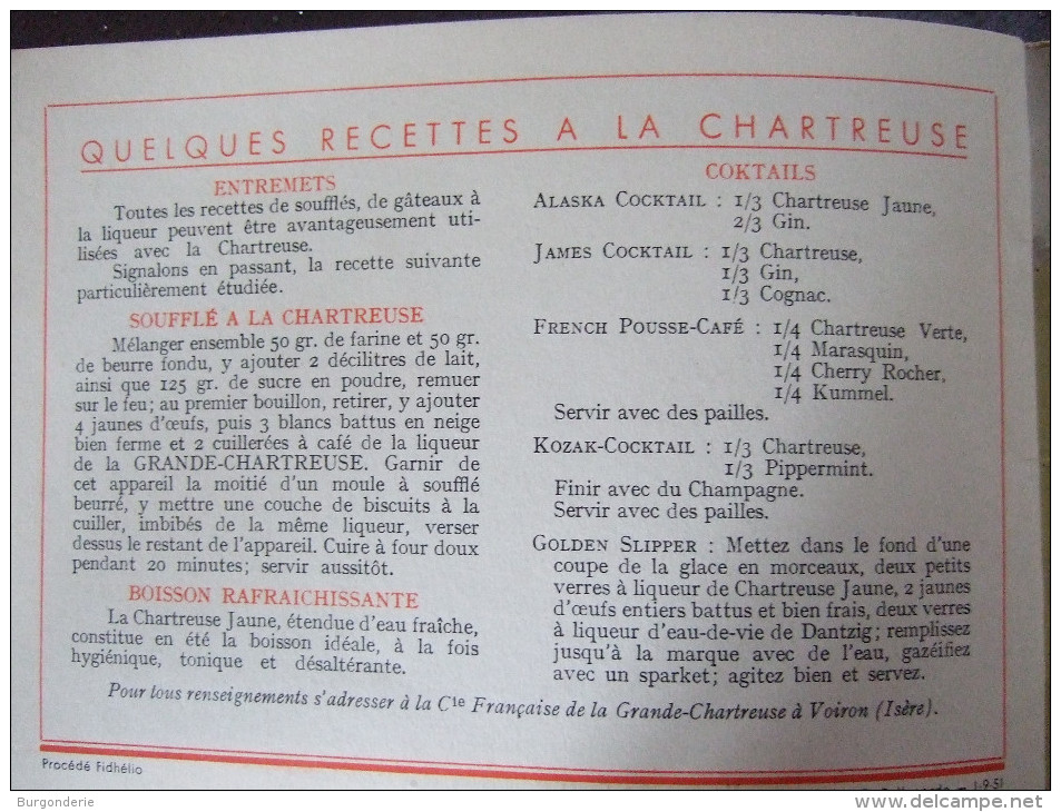 DAUPHINE / LIQUEURS DE  LA GRANDE CHARTREUSE / BELLE PLAQUETTE  EN TBE /1951