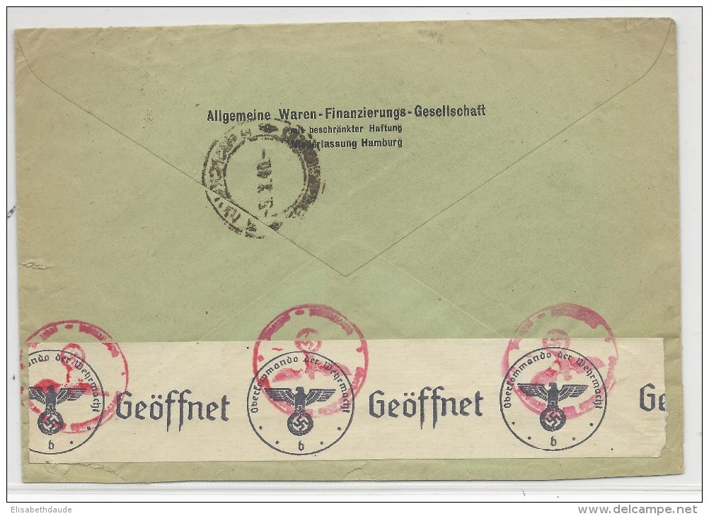 1940 - REICH - ENVELOPPE Avec RARE CENSURE "C" De HAMBURG Pour TEHERAN (IRAN) - DESTINATION ! - Briefe U. Dokumente