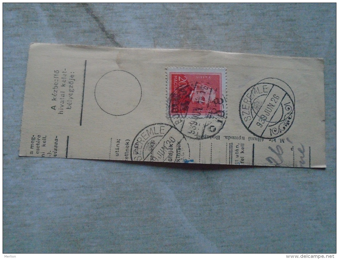 D138904  Hungary  Parcel Post Receipt 1939  Stamp  HORTHY  Franz LISZT  -Szeremle Budapest - Pacchi Postali