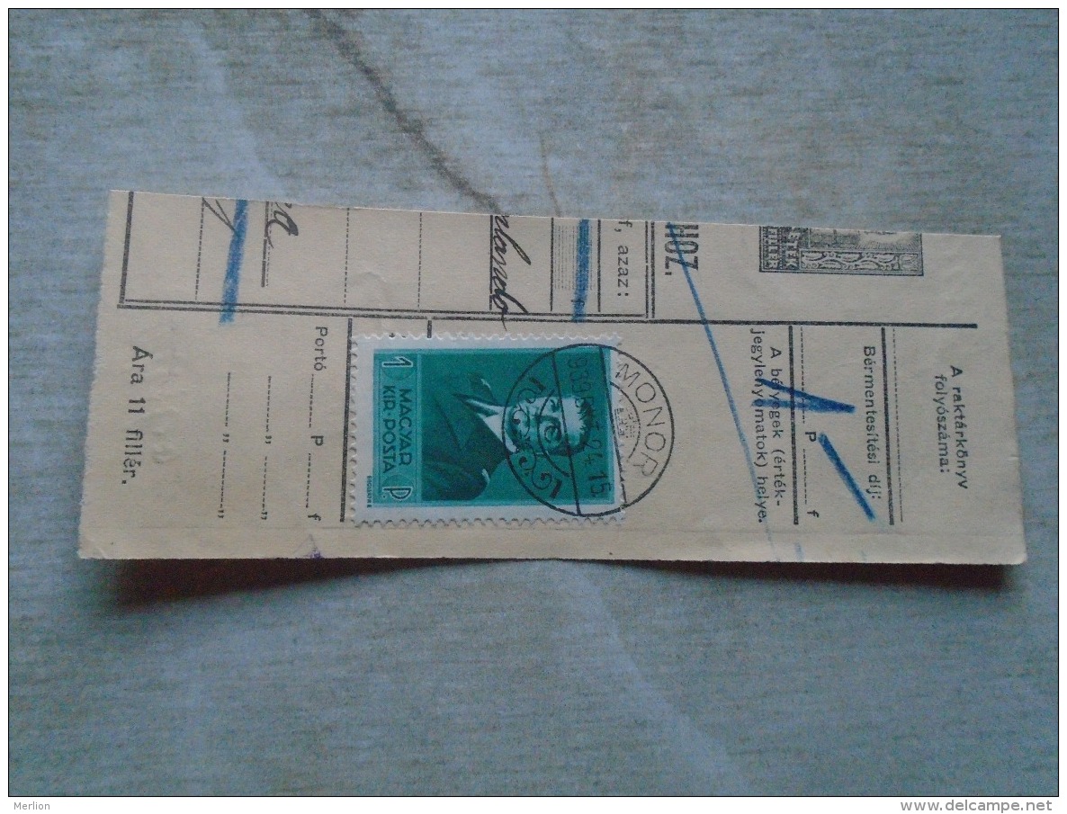 D138905  Hungary  Parcel Post Receipt 1939  Stamp  HORTHY  Kiskunfélegyháza  MONOR - Parcel Post