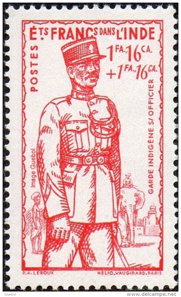 Détail De La Série Défense De L'Empire * Inde N° 123, Costumes Militaires. Garde Indigène, Sous Officier - 1941 Défense De L'Empire