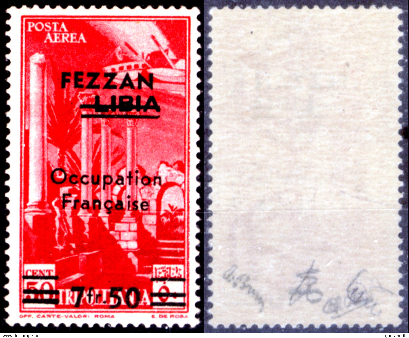 Italia-F01458 - Fezzan: Occup. Francese 1943: Posta Aerea Sassone N. 2 (++) MNH - Privo Di Difetti Occulti. - Fezzan & Ghadames