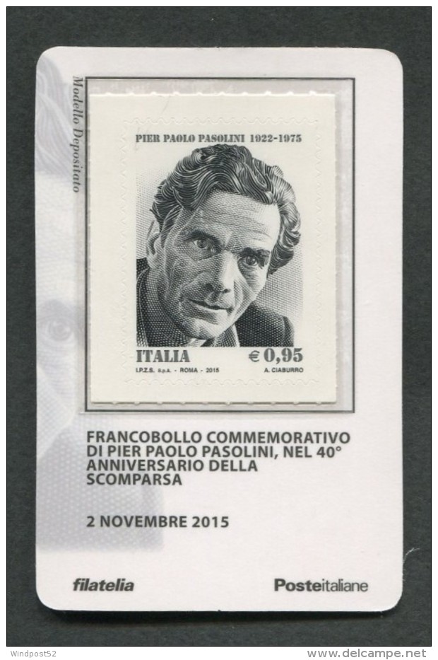 ITALIA TESSERA FILATELICA 2015 - ANNIVERSARIO SCOMPARSA PIER PAOLO PASOLINI - 621 - Philatelistische Karten