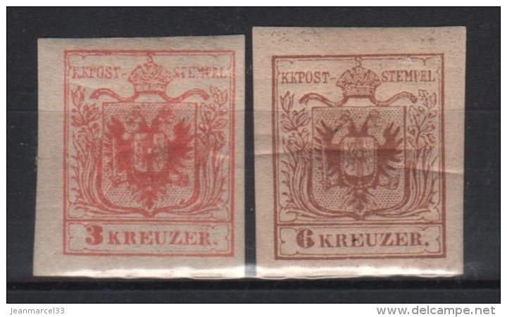 2 Timbres AUTRICHE N° 3B Et 4B Neufs Avec Charnière, Gomme Crakelée - Ungebraucht