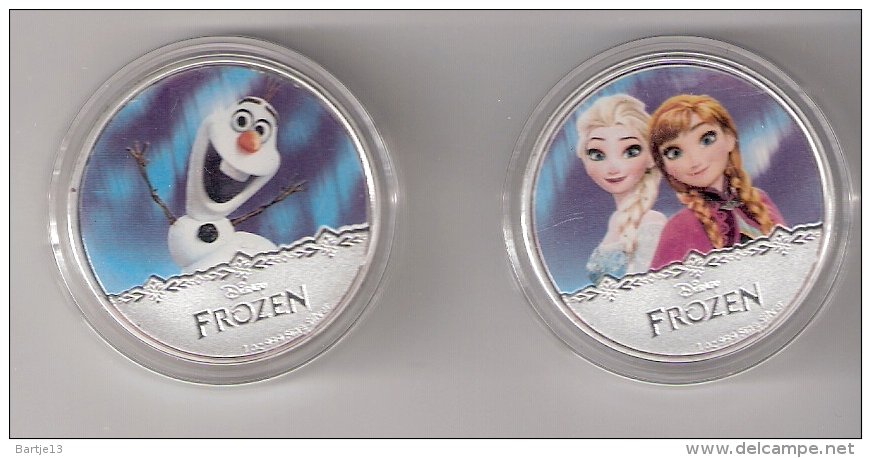 NIEUW ZEELAND 2 VERZILVERDE MUNTEN SILVERED COINS 2016 DEELS COLOURED PARTLY COLOURED  FROZEN MET ANNA & ELSA EN OLAF - Nouvelle-Zélande