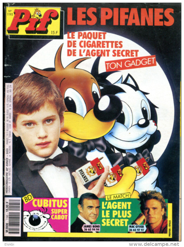 Pif Gadget N°1195 Avec Son Poster "James Bond Contre Mac Gyver" - Pif Gadget