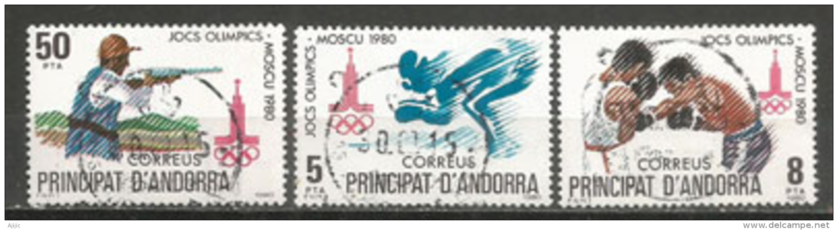 Jeux Olympiques De Moscou, 3 Timbres Oblitérés, Cachets Ronds - Oblitérés