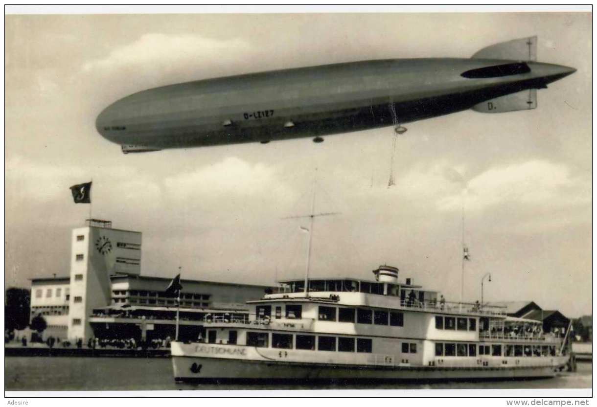 FOTO Zeppelin Dampfschiff Hafengebäude, Fotoabzug, Format 13,2 X 8,8 Cm - Fliegerei