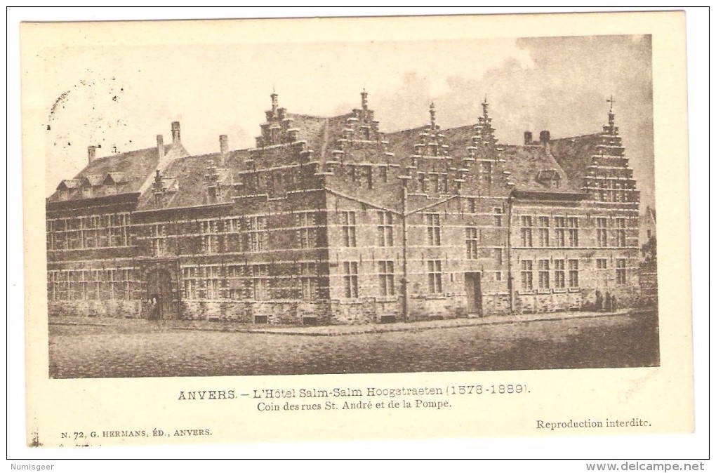 ANVERS     ---  L'Hôtel Salm-Salm Hoogstraeten (1578-1889) - Coin Des Rues St.André Et De La Pompe - Zwijndrecht