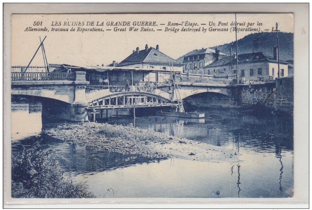 88 - RAON L'ETAPE - Un Pont Détruit Par Les Allemands, Travaux De Réparations - Raon L'Etape