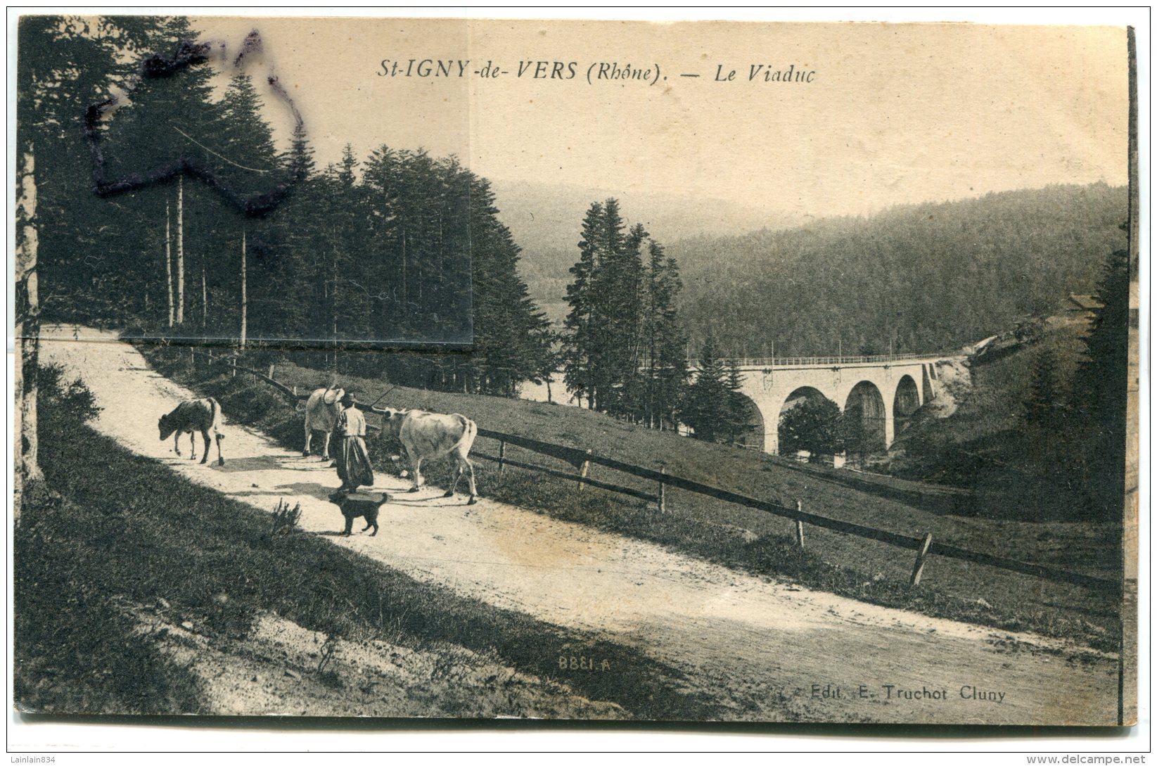 - St-YGNY De VERS - ( Rhône ), Le Viaduc, Vaches Et Fermière, Peu Courante, écrite, En 1936 ,  TBE, Scans - Sonstige & Ohne Zuordnung