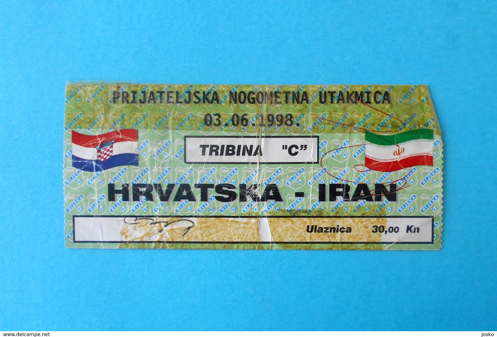 CROATIA V IRAN - 1998 Intern. Friendly Football Match Ticket * Soccer Fussball Calcio Foot Futbol Futebol Persie Persia - Tickets D'entrée