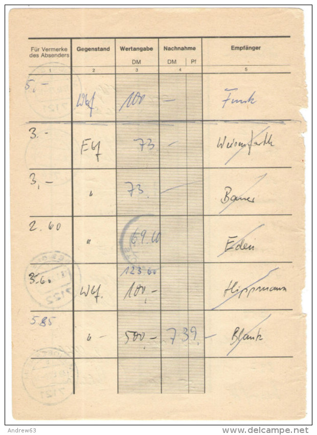 GERMANIA - GERMANY - Deutschland - ALLEMAGNE - BUNDESPOST - 1978 - 1984 - 8 Pagine di registro postale con Francoboll...